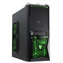 CiT Vantage Black Midi PC Tower Gaming Case Green Fans (No PSU) (311)